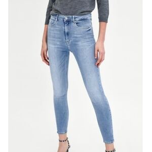 Zara Blue High Waist Skinny Ankle Jeans Pants